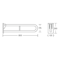 800MM HINGED POWDER COATED STAINLESS STEEL GRAB RAIL - LIGHT GREY