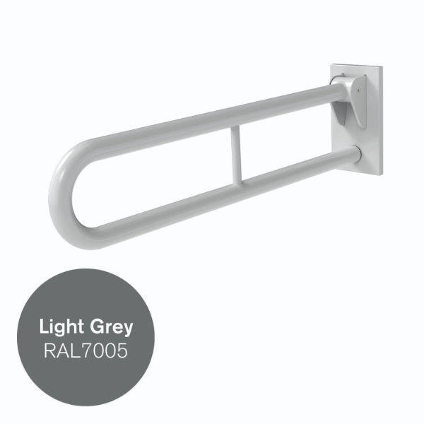 800MM HINGED POWDER COATED STAINLESS STEEL GRAB RAIL - LIGHT GREY