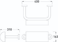 S6466AC - Back Support (Rail Only) - White Dimensions